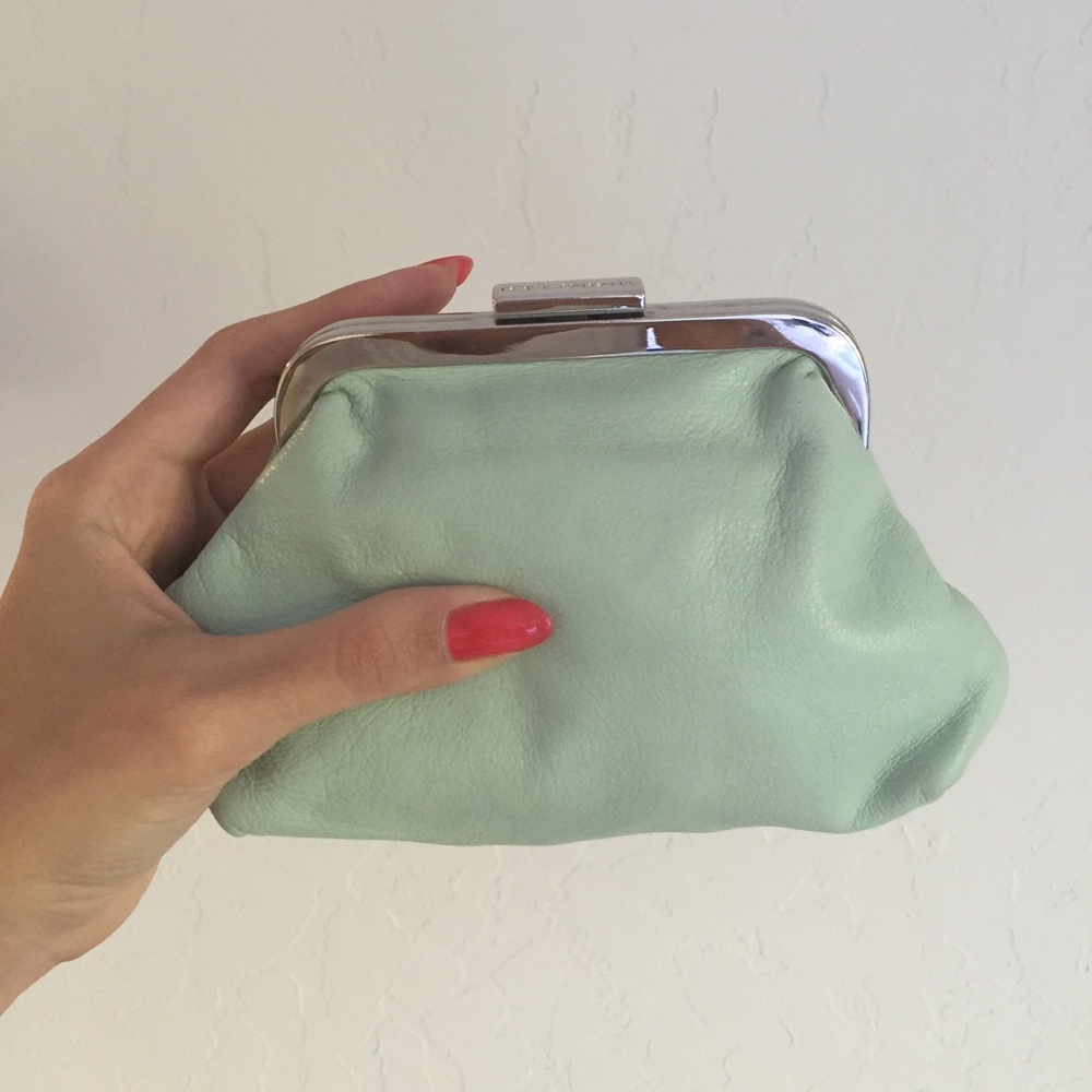 Mint Leather Kiss-Lock Clutch Wallet